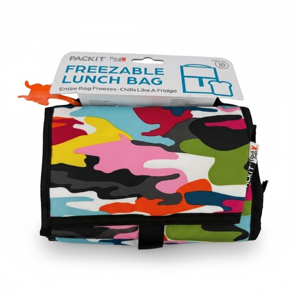 Packit Freezable Lunch Bag Colorful Camo Foldable Insulated School Work Hiking - Picture 7 of 10